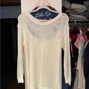 Michael Kors Cream Open-Weave Scoop Neck Sweater